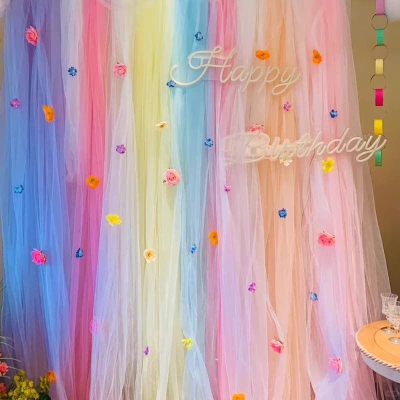 Colorful Polyester Archway Background Curtain for Wedding Party Photo Shoot Fresh Ins Style Fairy DIY Decoration European Style Birthday Gift