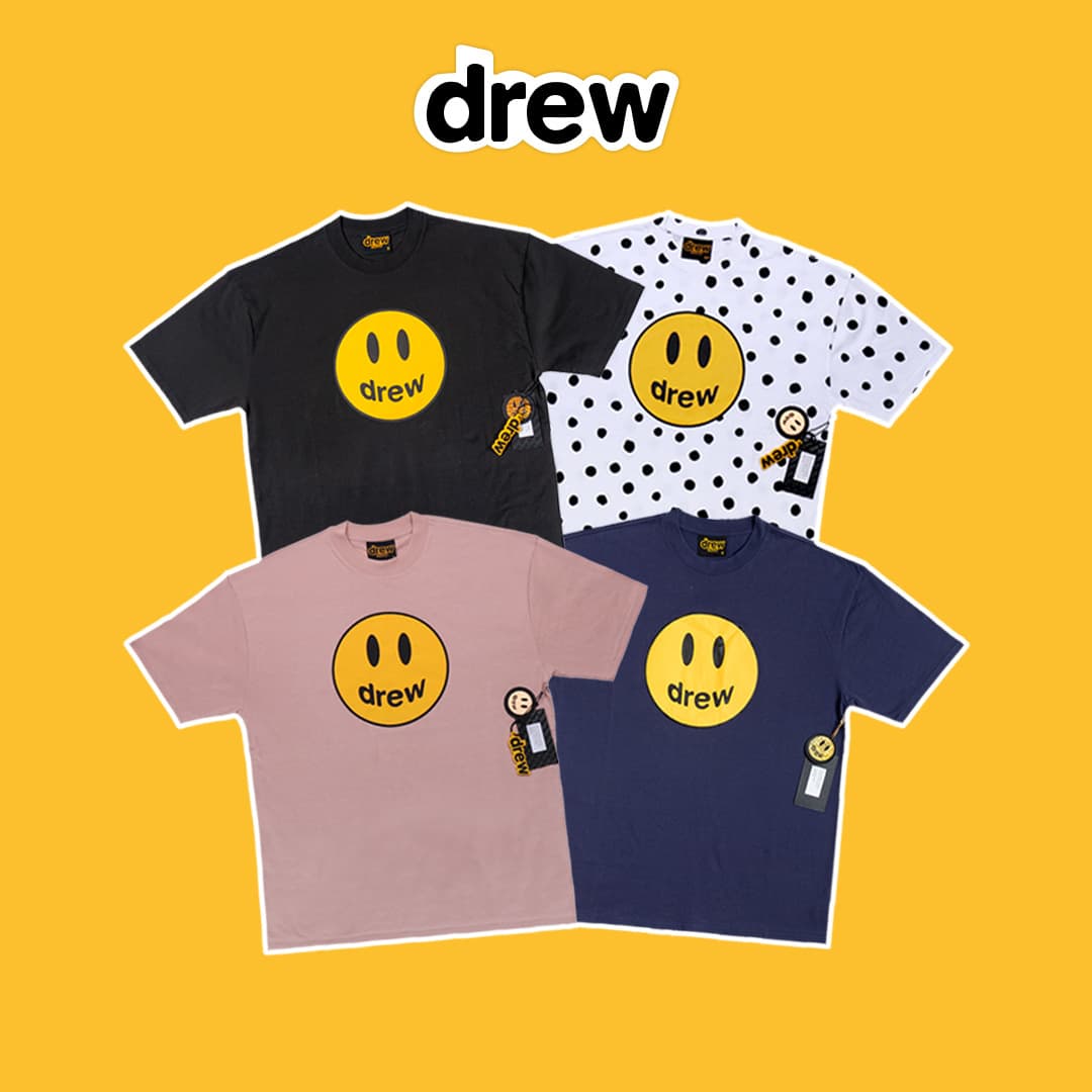 DREW HOUSE MASBUT Justin Bieber FOG smiley short-sleeve T-shirt trendy loose style