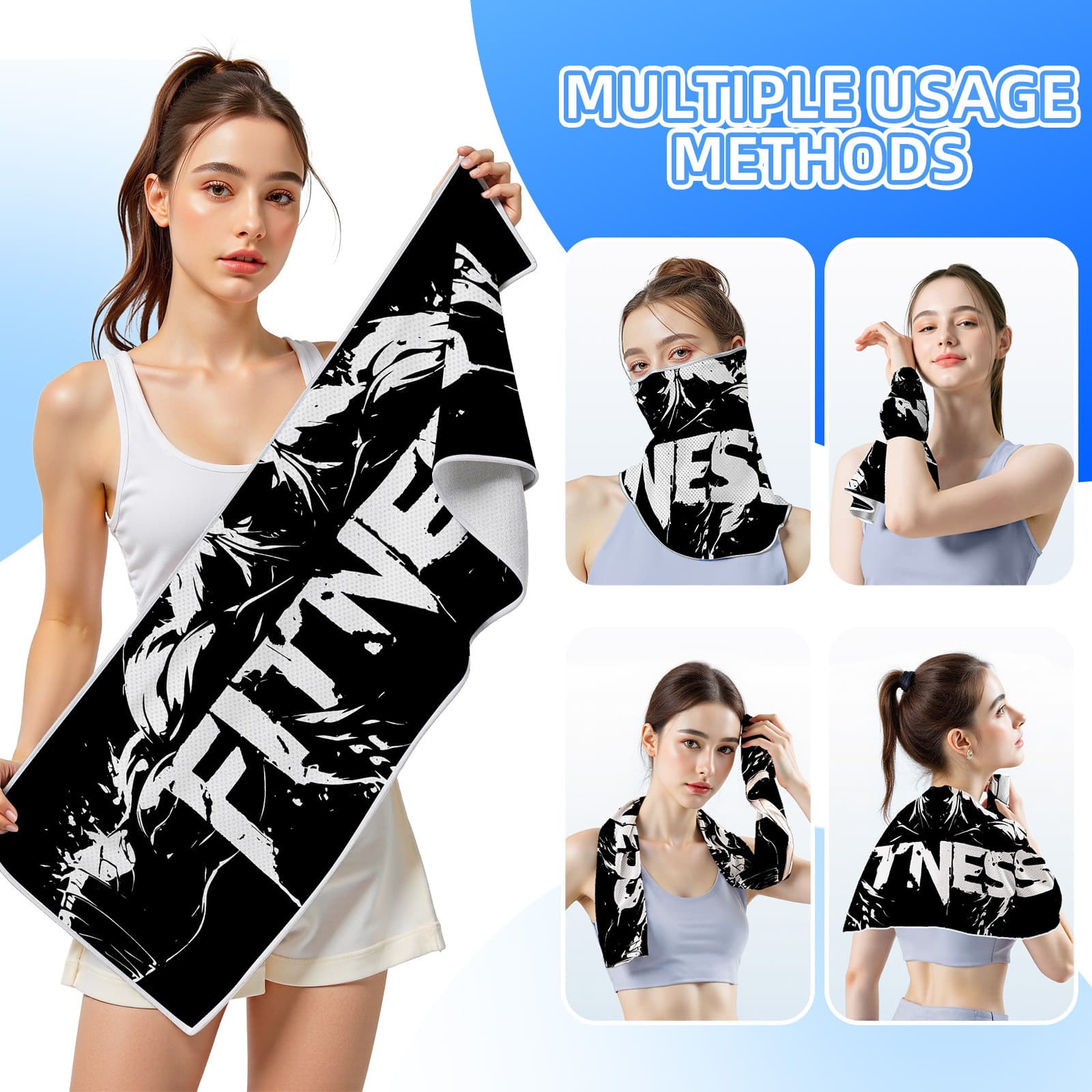 Sports Cooling Towel Cross-border Custom Print Gym Running Sweat Absorbent Cooling Ice Towel