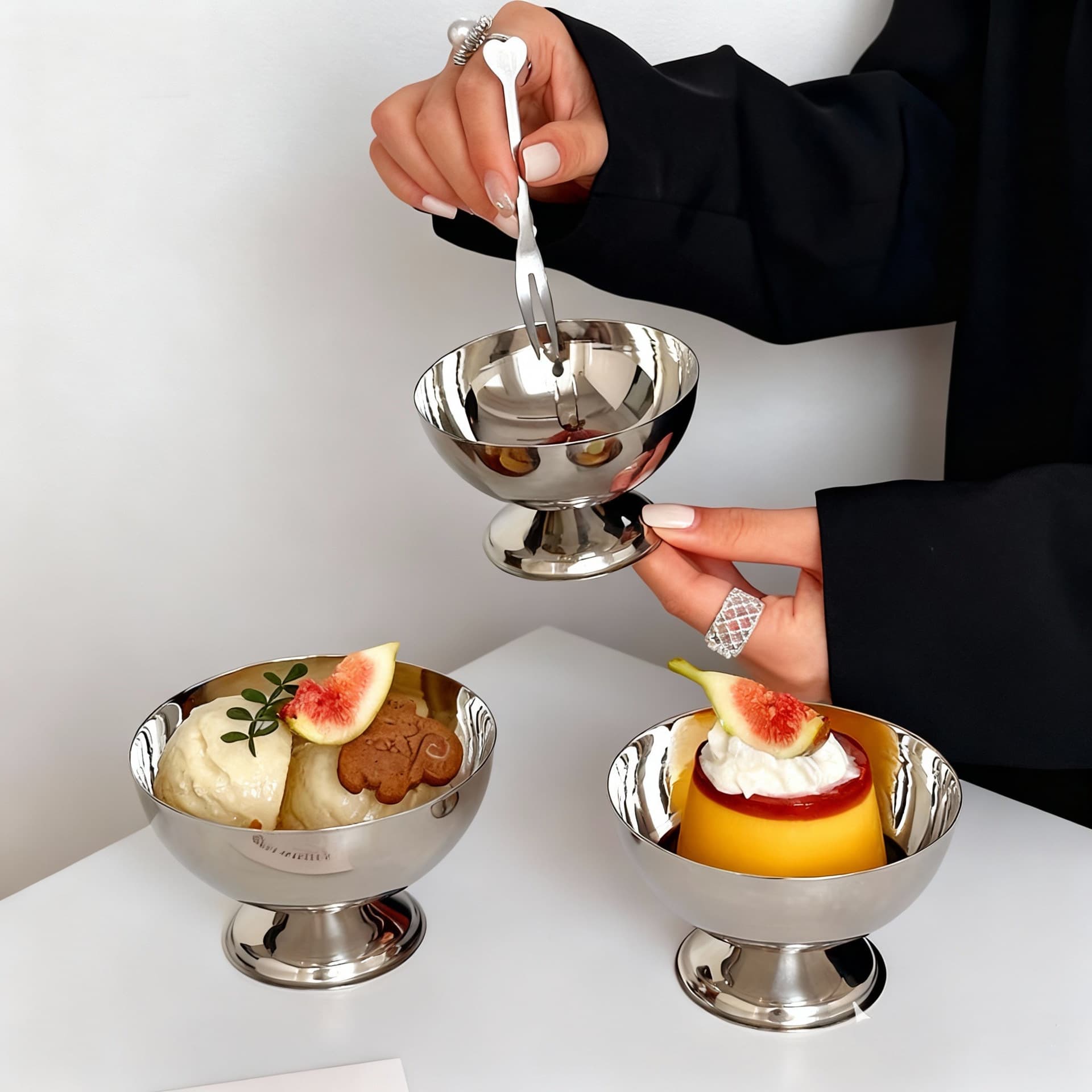 Stainless steel salad cup, ice cream bowl, dessert cup, ice cream cup, milkshake snack cup, fruit plate, yogurt cake cup