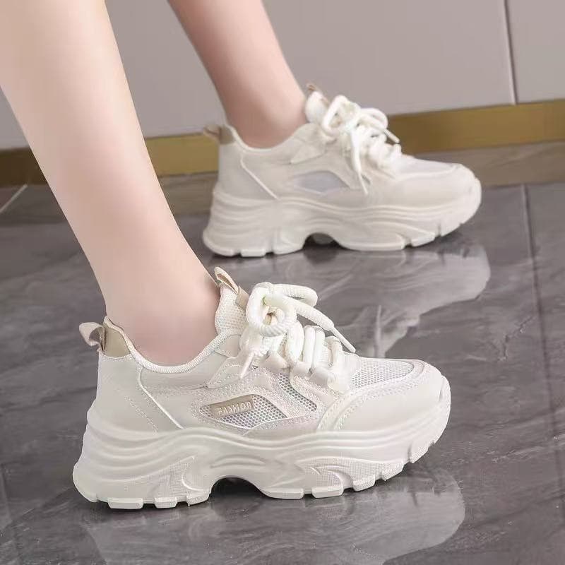 Women's Sneakers 2025 Spring/Autumn New Style White Shoes Simple Versatile Non-slip Wear-resistant Thick Sole Breathable Dad Shoes for Women