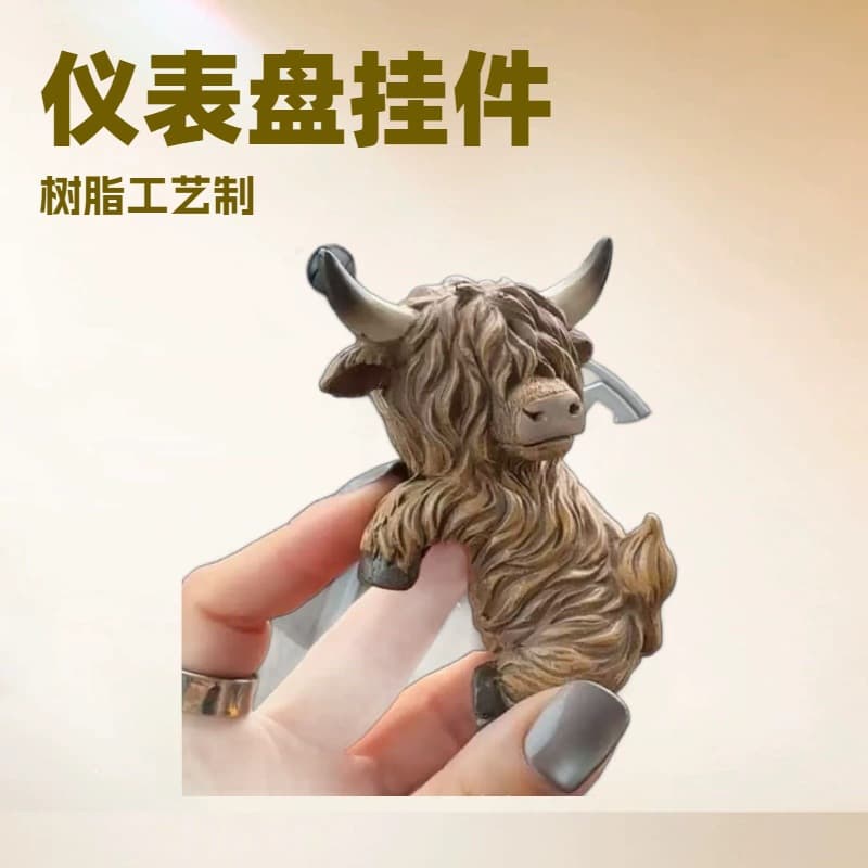 New Cross-Border Product Plant Pot Stand Highland Cow Dashboard Hanging Ornament Resin Craft Desktop Decoration