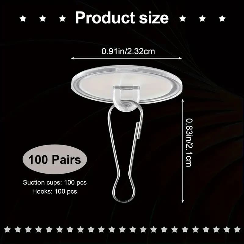2.2 cm 60-pack with hanging rings, ceiling hooks, transparent invisible suction cup adhesive, no-drill disc strong adhesive.