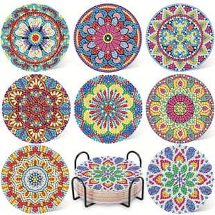 5D Diamond Painting Art Coaster, Creative New Floral Cartoon Anime DIY Diamond Painting Coaster Decoration