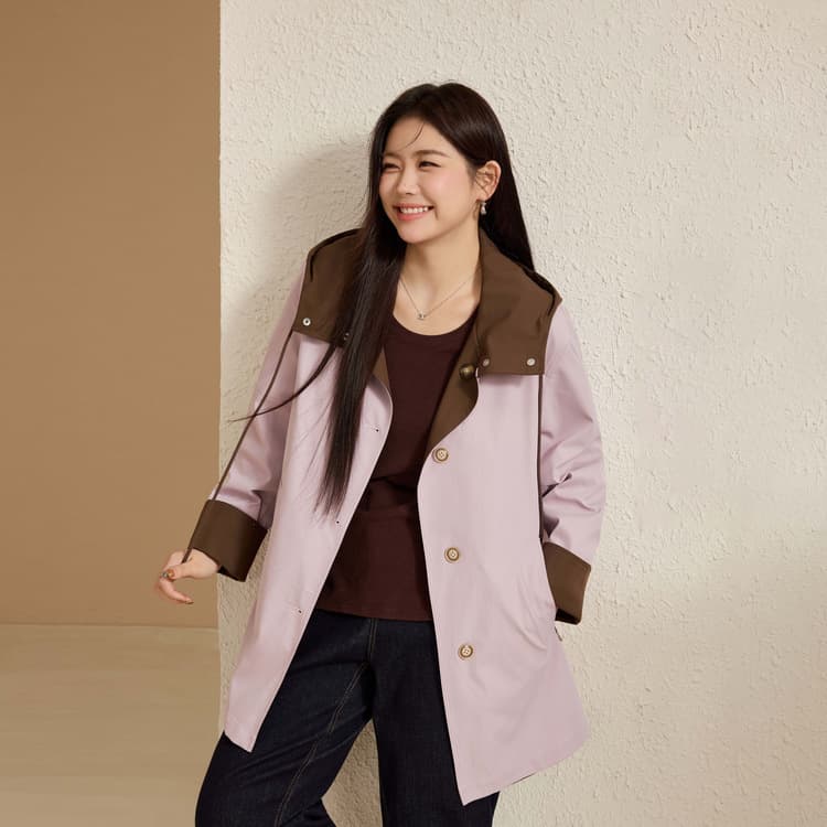 【Reversible Windbreaker】Two-Sided MIU Style Color-Block Hooded Jacket, Xianlixiu Plus Size Women's New Autumn Style for Curvy Girls