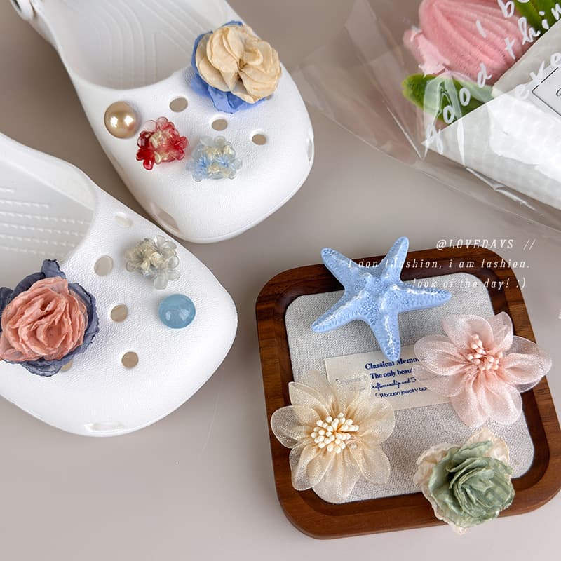 Korean girl removable accessories diy ballet clogs accessories fabric shoe flower jewelry accessories shoe buckle finished product