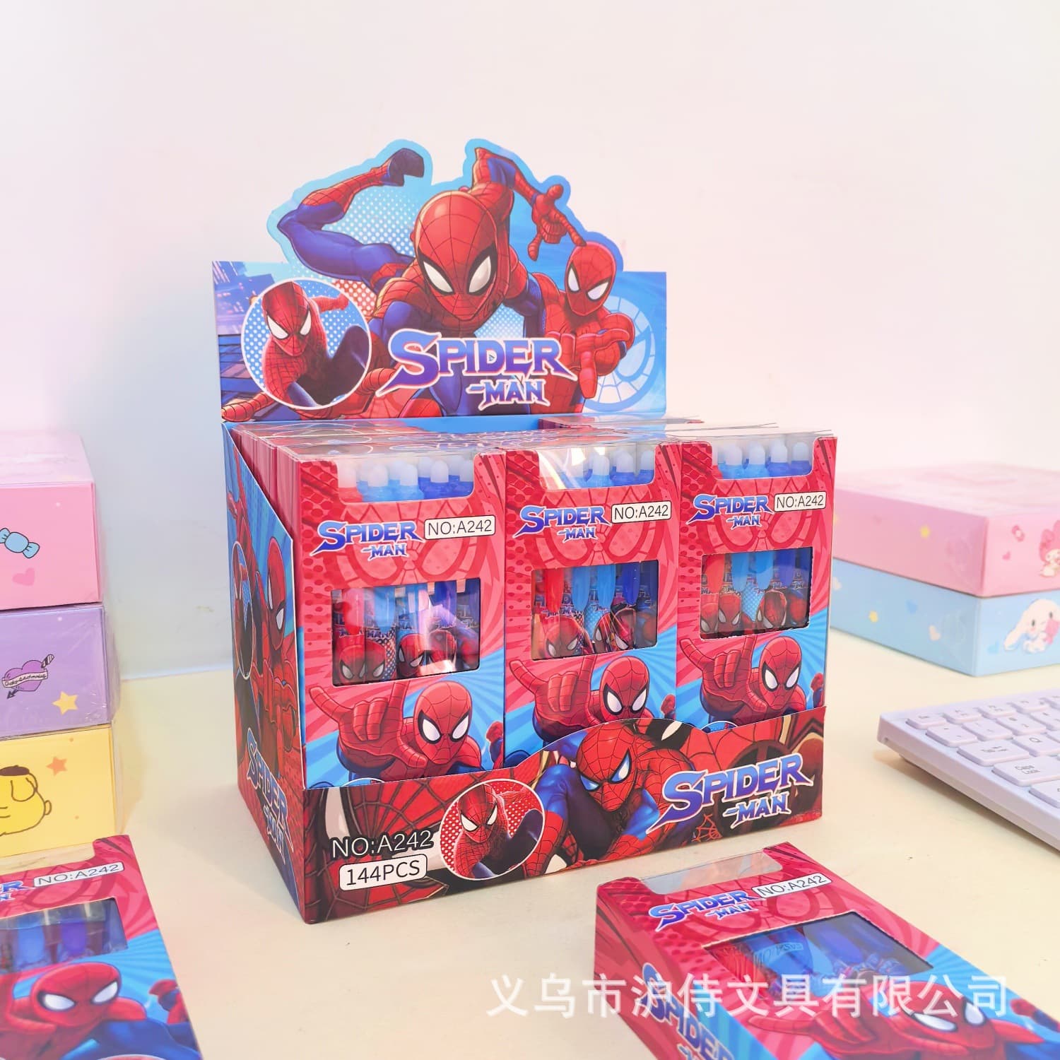 New Spider-Man 12-pack erasable blue gel pen Marvel series boxed friction and easy-erasable brush question pen student stationery