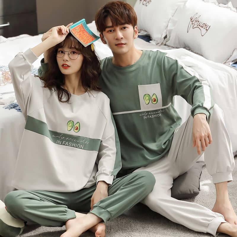 New Spring Korean Style Couple Pajamas, Long Sleeve Cotton Homewear for Men and Women, Casual Set Suitable for Outdoor Wear