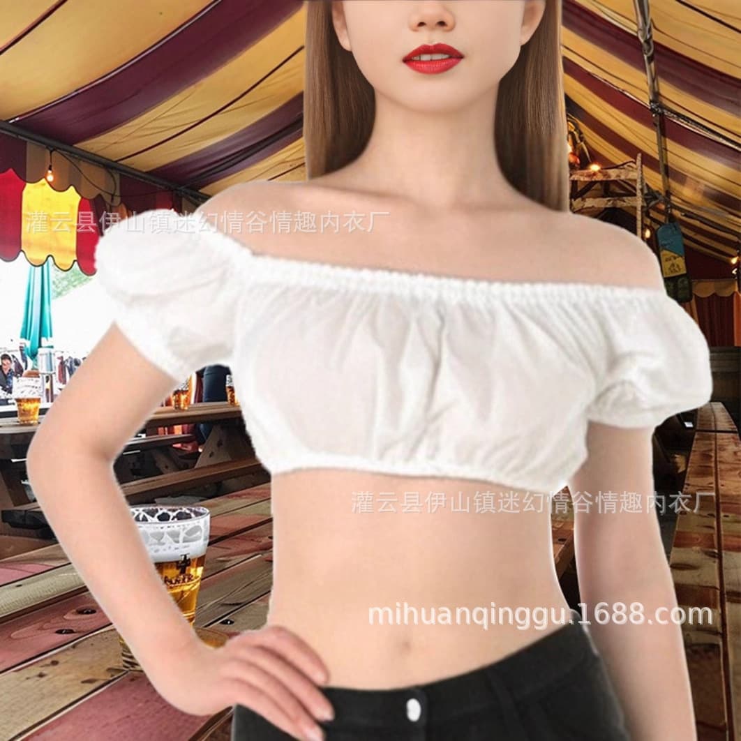New European and American women's shirts women's Oktoberfest dirndl shirt tops lace T-shirt tops with inner shirts