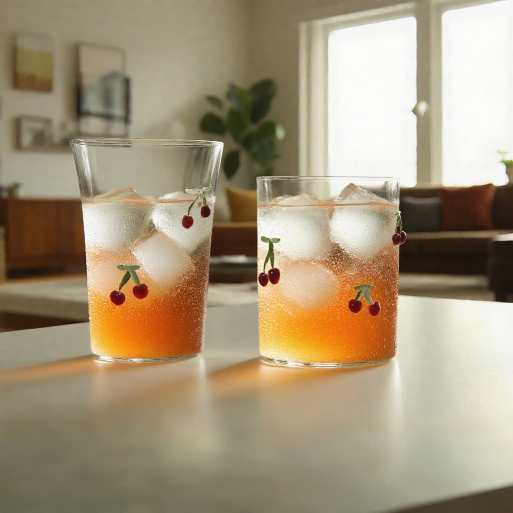 Creative Cherry Cup Household Glass Cup Light Luxury Simple High Temperature Resistant Juice Cup Cold Drink Cup Handleless Glass Water Cup