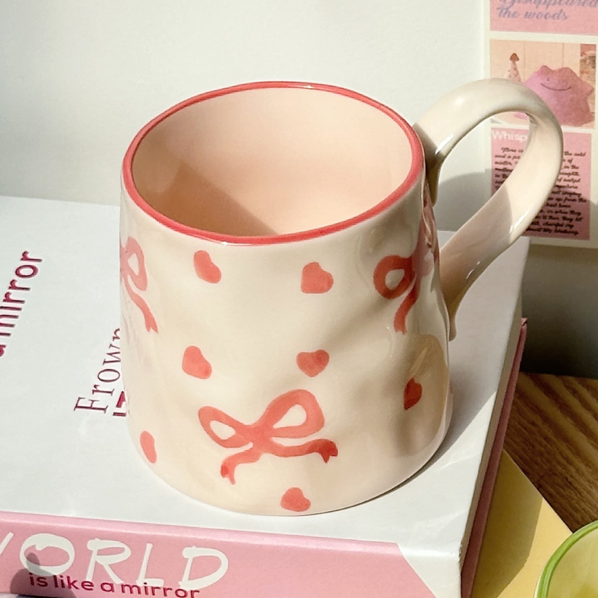 Cute Ceramic Mug for Women, High Appearance, Small Fresh Style, Large Capacity Ceramic Cup with Spoon, Beautiful Cup