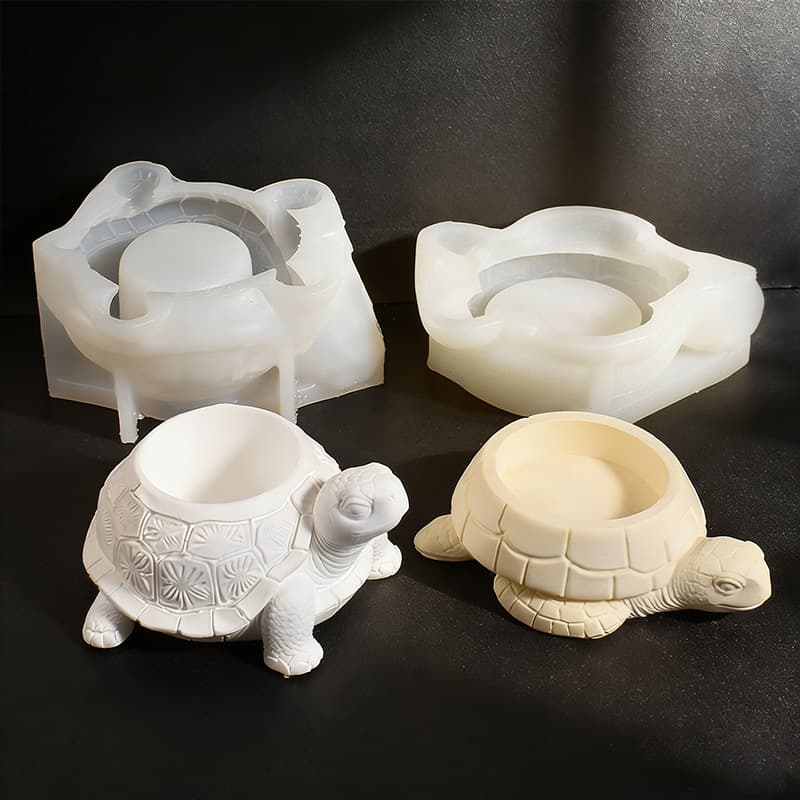 Aromatherapy Gypsum Turtle Flower Pot Candle Holder Storage Garden Decoration Resin Mold, Turtle Candle Holder Silicone Mold