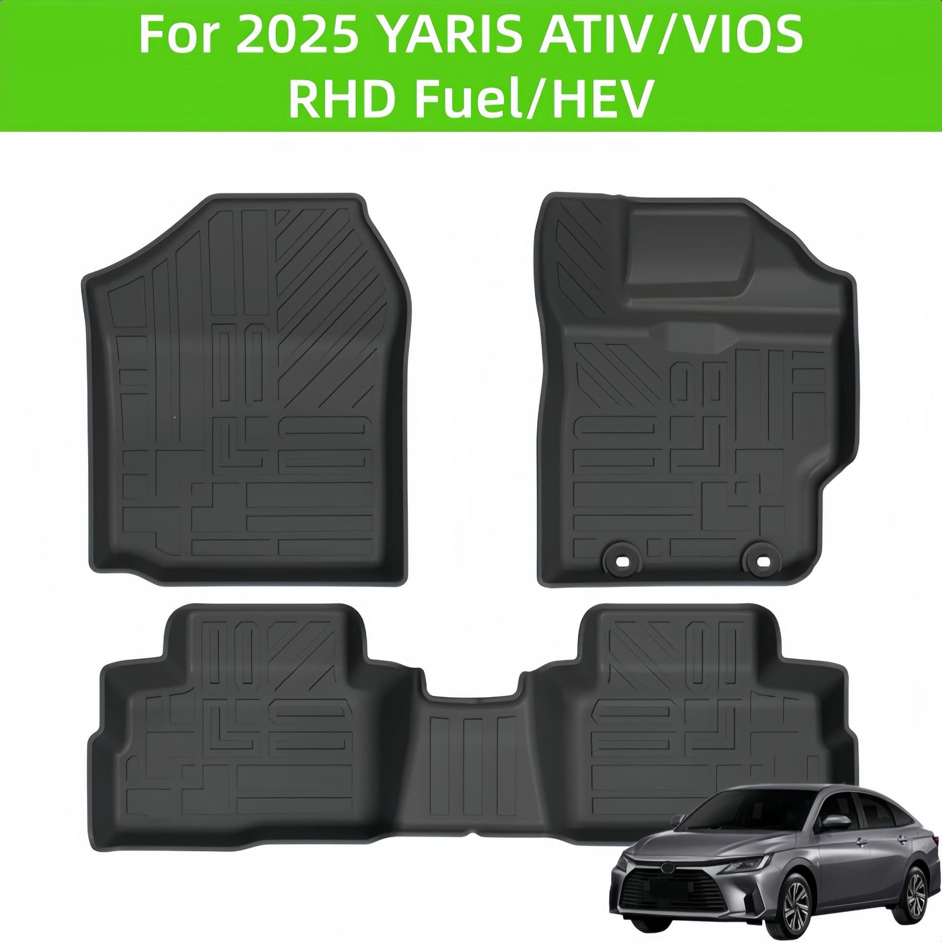 For 2025 YARIS ATIV/VIOS RHD TPE Car Floor Mat/Rear Trunk Mat