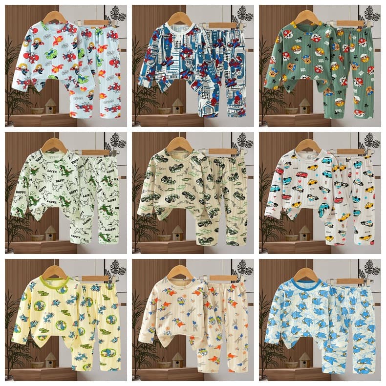Kid's Pajamas 2026 Style Children's Sleepwear Casual Autumn Full Print Long Sleeve Long Pants Home Wear