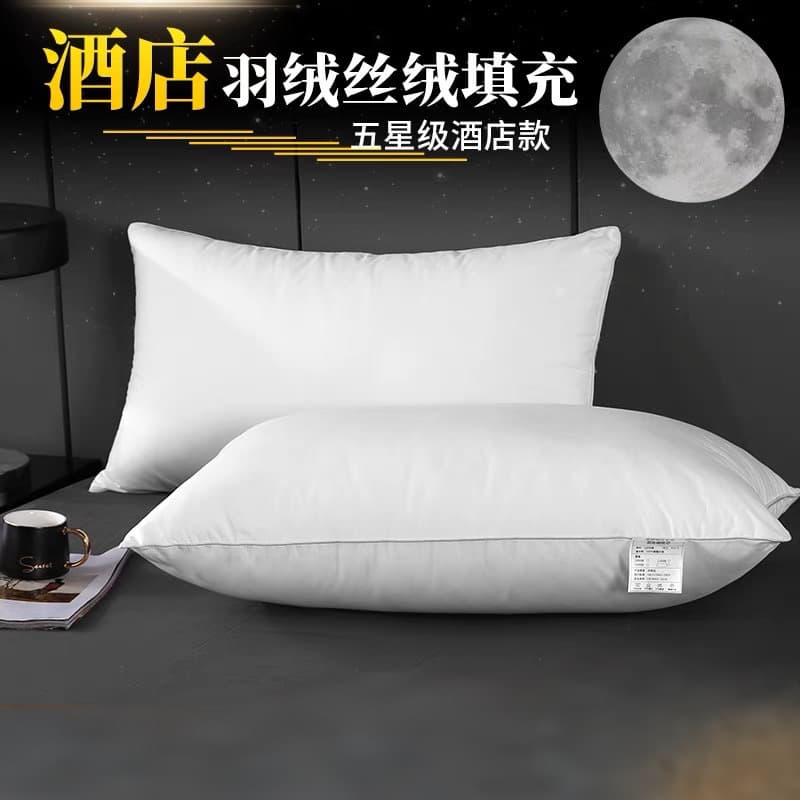 Hotel and inn specific all-cotton down-alternative pillow, soft neck protection for dormitory or home use, single or double goose-down imitation
