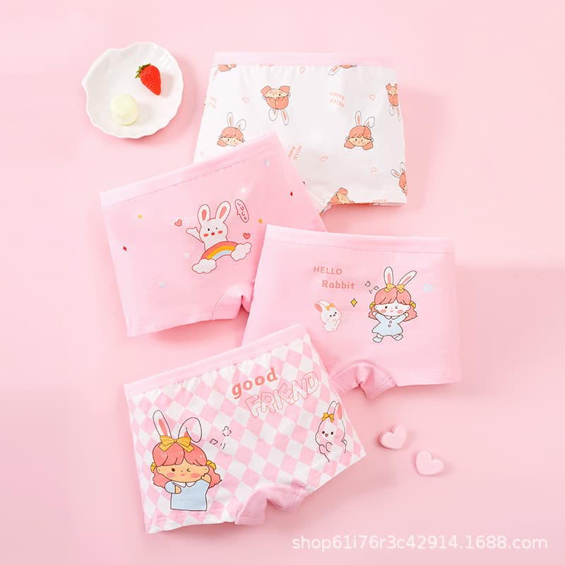 Amazon Cartoon Boxer Briefs for Girls, Children's Underwear, Four-Corner Cotton Underwear for Elementary School Girls, Four-Corner Style