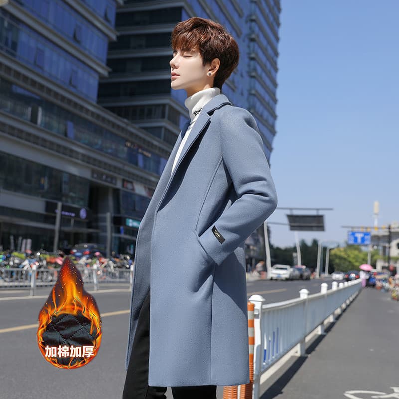 Japanese Loose Wool Overcoat 2022 New Men's Hong Kong Style Large Size Fashion Trench Slim Trend Wool Coat Factory