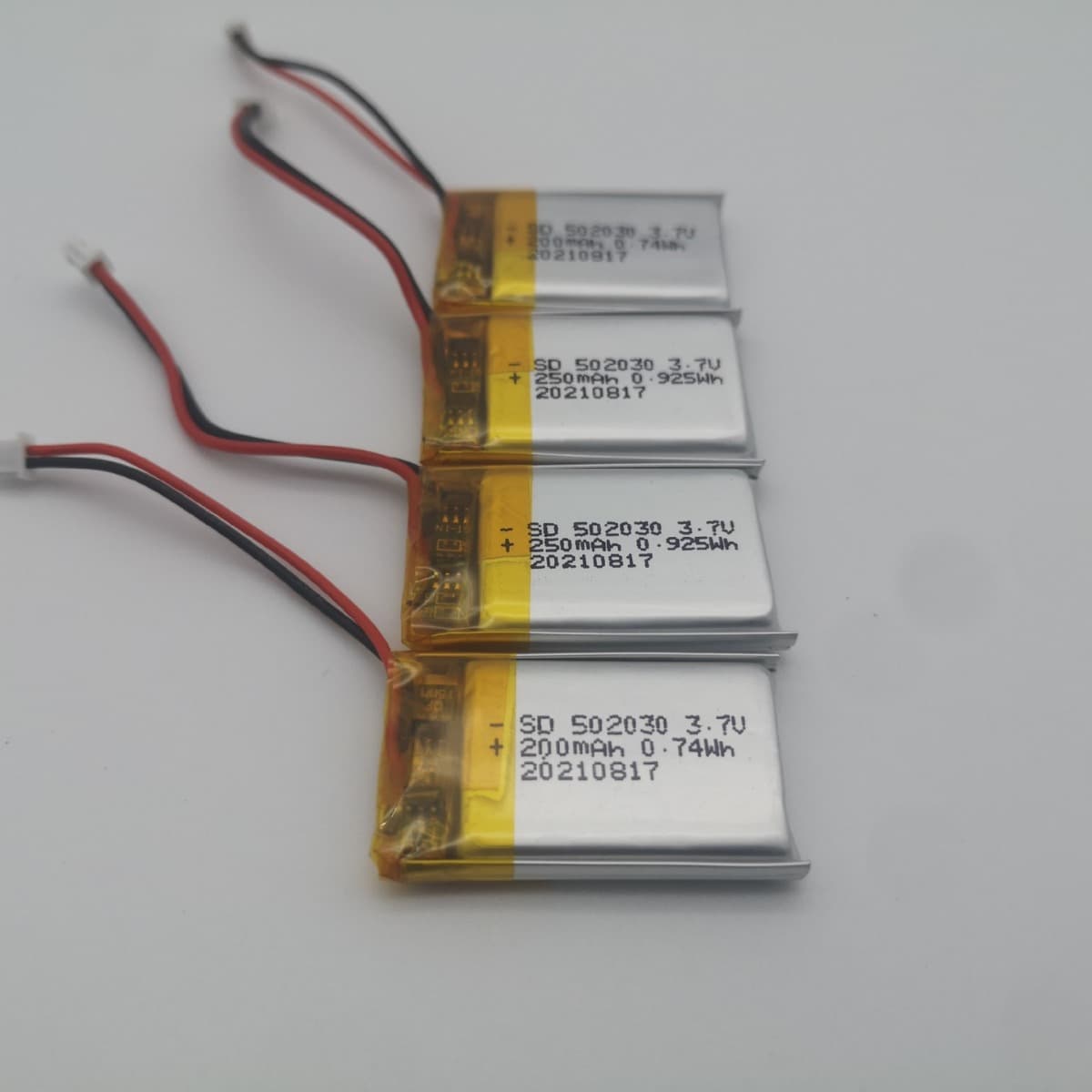 Shanghai Chemical Institute certified 502030 Polymer Lithium Battery 250mAh for Bluetooth plush toy charging cases.