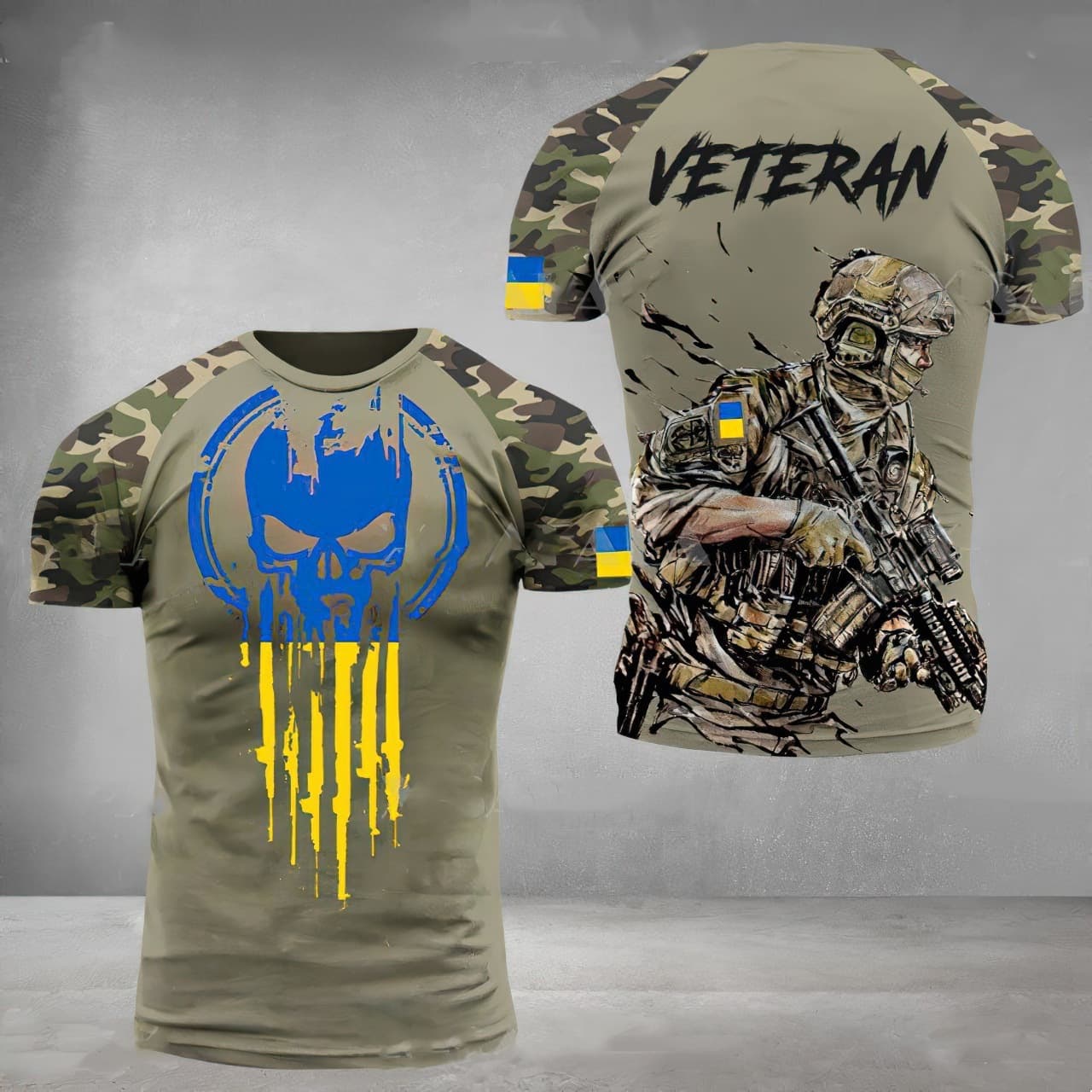 Cross-Border Army Veteran 3D Printed T-Shirt Ukraine Casual Soldier Round Neck Loose Camouflage Commando Men's Clothing