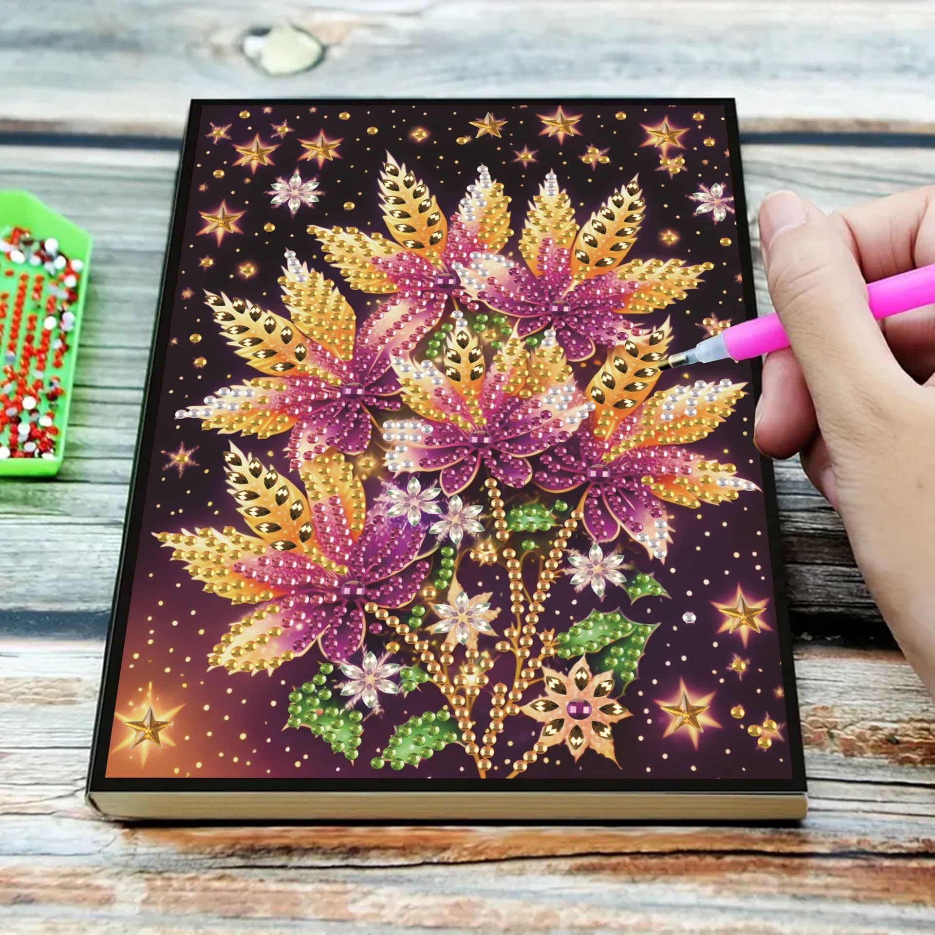 Diamond Art Kit Suitable for Adults Teens Diamond Painting Flower Diary Notebook DIY