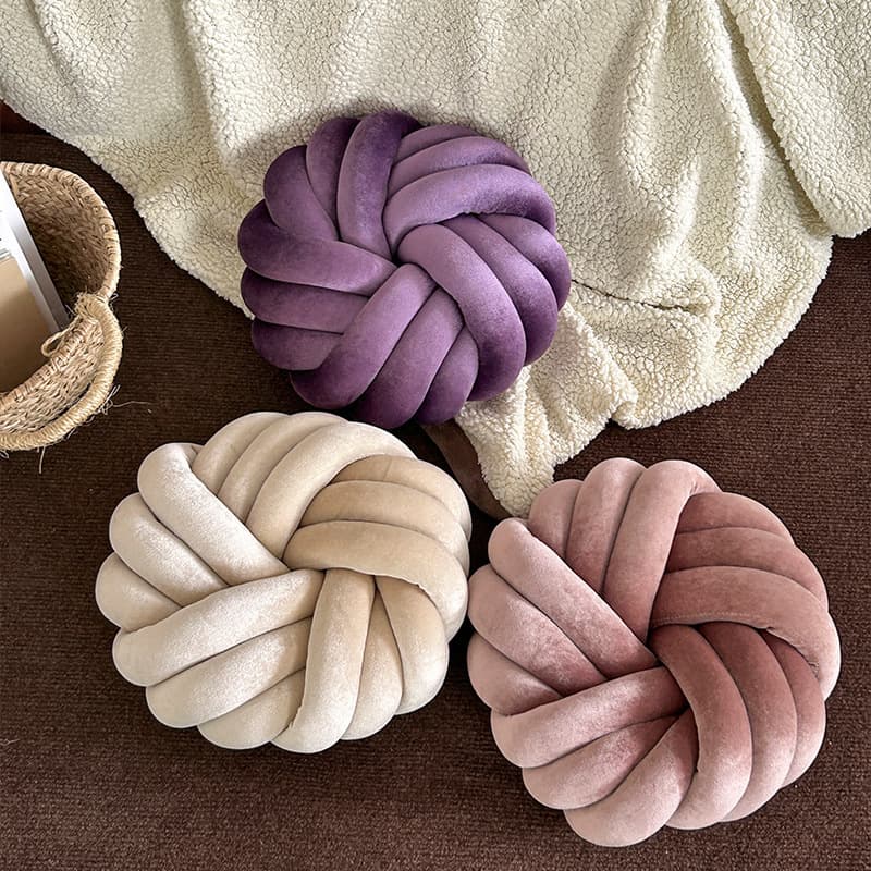 European Luxury Velvet Three-Strand Round Cushion for Living Room Sofa, Bed Headrest, Window Seat, Plush Throw Pillow