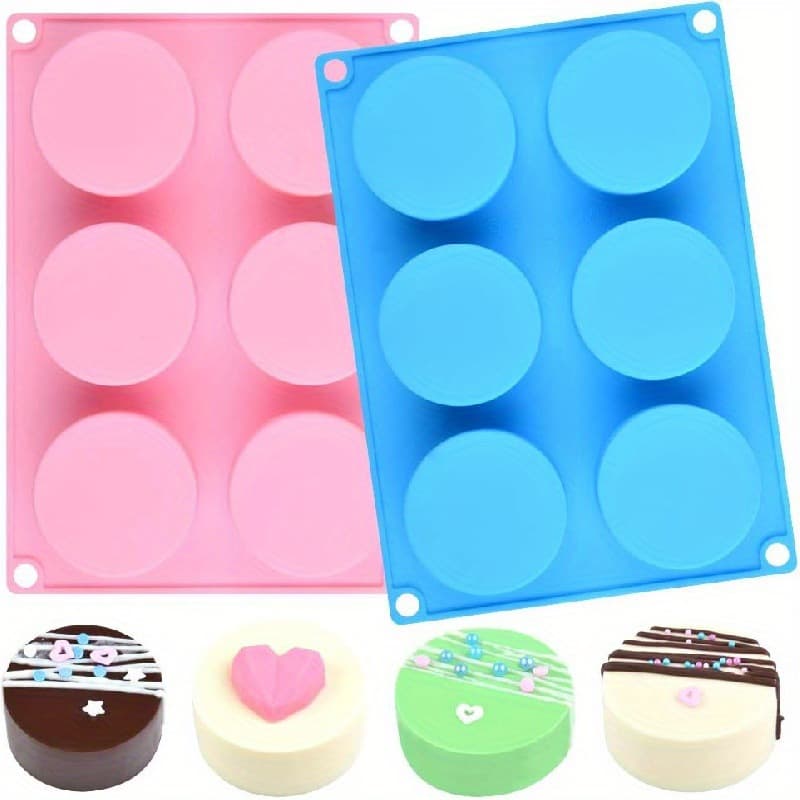 6-Cell Small Cylinder Silicone Cake Mold Cold Process Soap Mold Chocolate Mold Household Handmade Soap Tool Muffin Mold