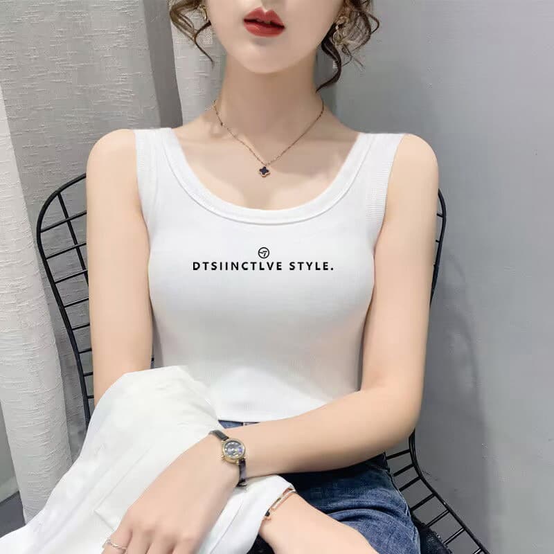 Women's Cotton Ribbed Vest, Spring New Arrival, Slim Fit with Side Bust Concealment, Pure Cotton Inner Layer Top