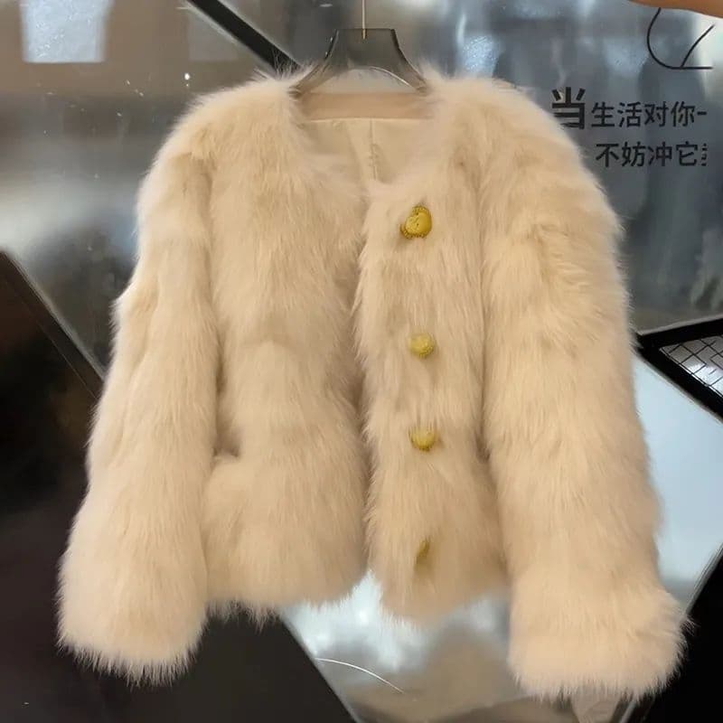 Short fur coat, winter chic slimming new Chanel-style furry top, young versatile socialite women's wear