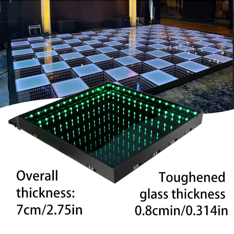 Background Wall Induction 3D Thousand-Layer Abyss Mirror Floor Lamp LED Dancing Floor Tile Light IP65 Fantasy Color Dance Floor Light