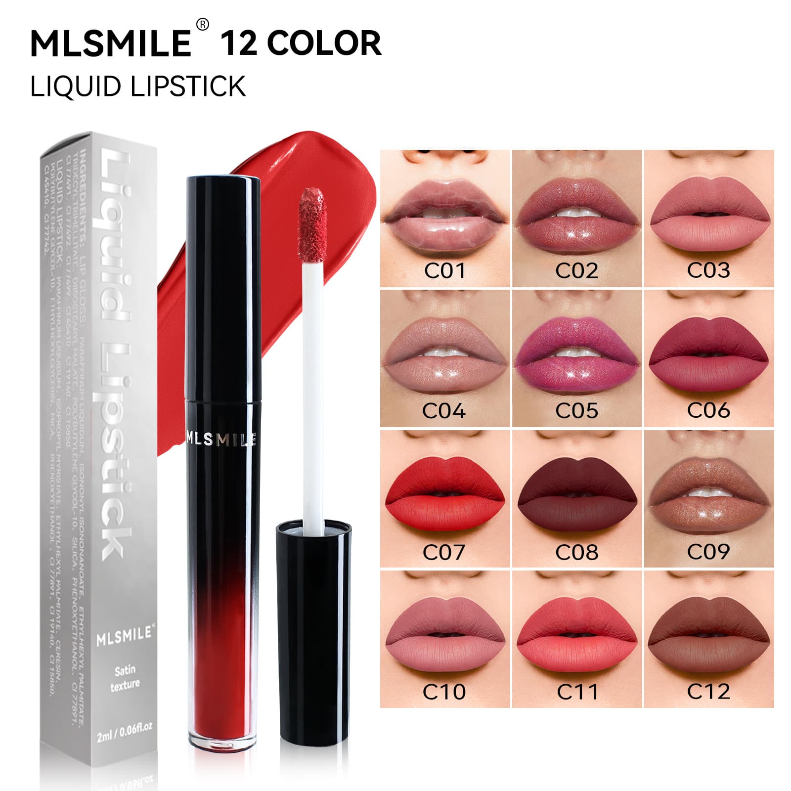Cross-border 12-Color Matte Lip Gloss Set Long-lasting Non-stick Cup Fade-proof Transparent Lip Gloss Pearlescent Lip Gloss