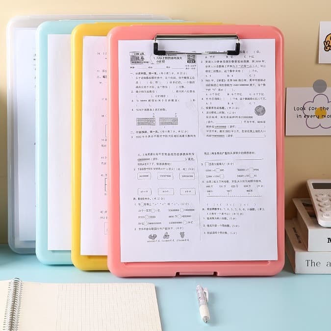 PP Neat Plastic A4 File Folder, Creative Student Writing Pad, Translucent File Menu Clipboard