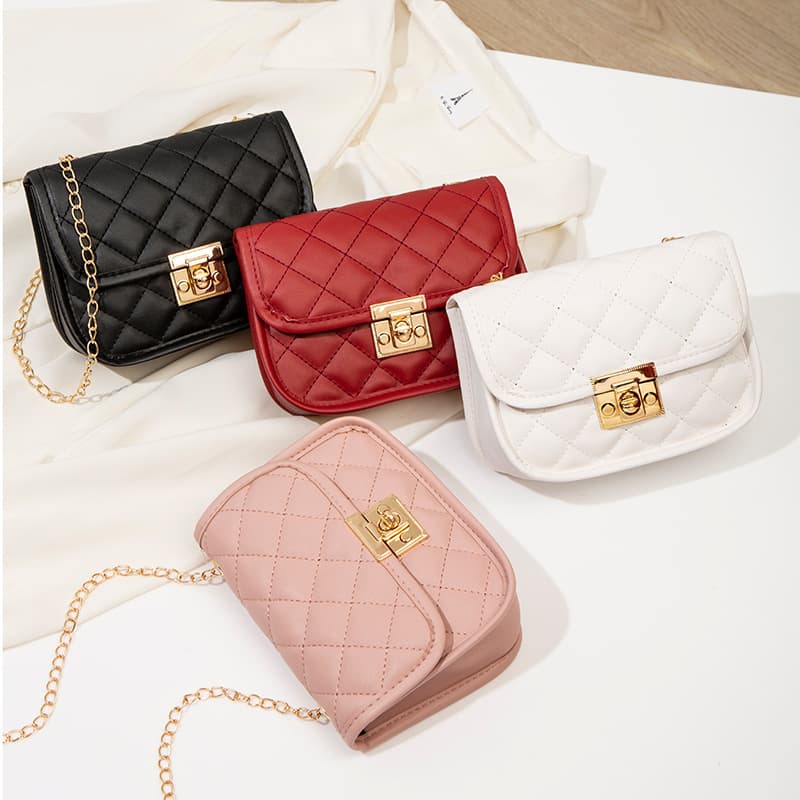 New Embroidered Rhombus Ladies Bags Trendy Women's Bags Cross-Border Small Square Bags Fashion Chain Bags