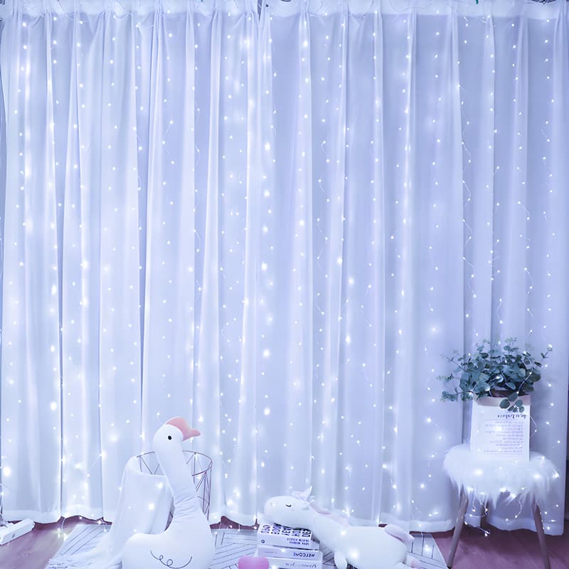 Cross-border Curtain Lights Copper Wire 3*3m Christmas New Year's Eve Room Decorative Lights Ambient Lights Curtain Lights Wholesale