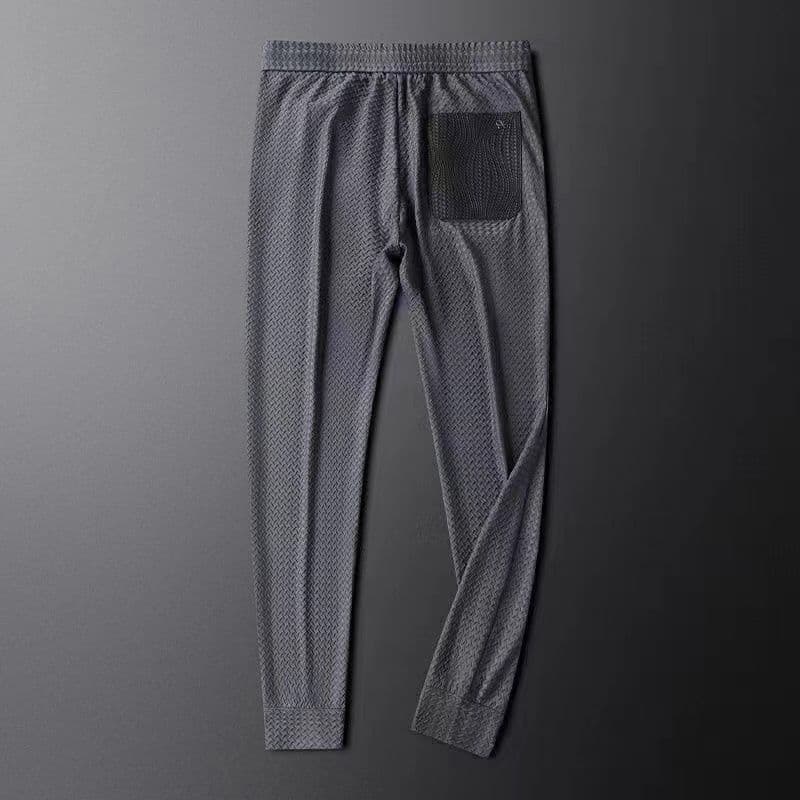 Luxury High-End Summer Thin Ice Silk Houndstooth Casual Sport Pants for Men, Slim-Fit Breathable Quick-Dry Sweatpants for Men