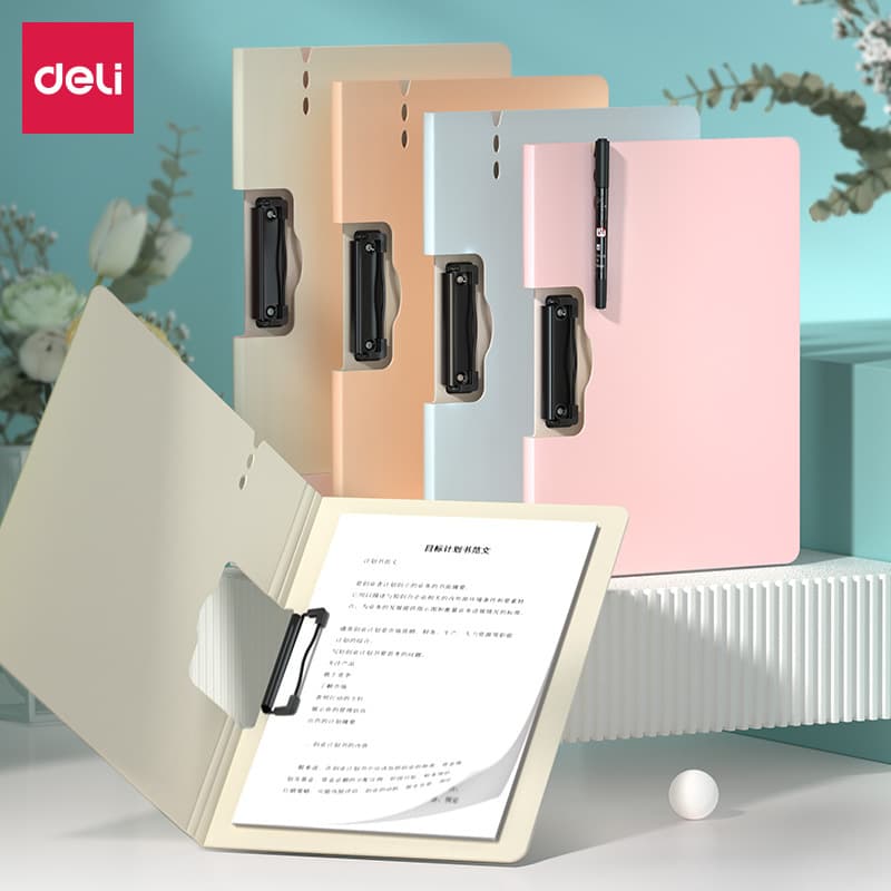 Deli PE113 Macaron Color Foam PP Horizontal Foldable Clipboard (Assorted) (5pcs/pack)