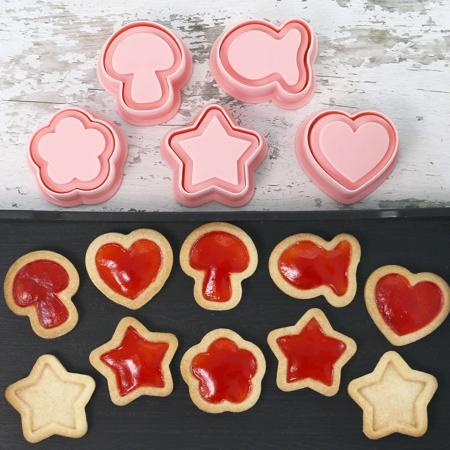 Star sandwich biscuit mold five-pointed star love jam chocolate sandwich biscuit cookie cutting mold baking tool