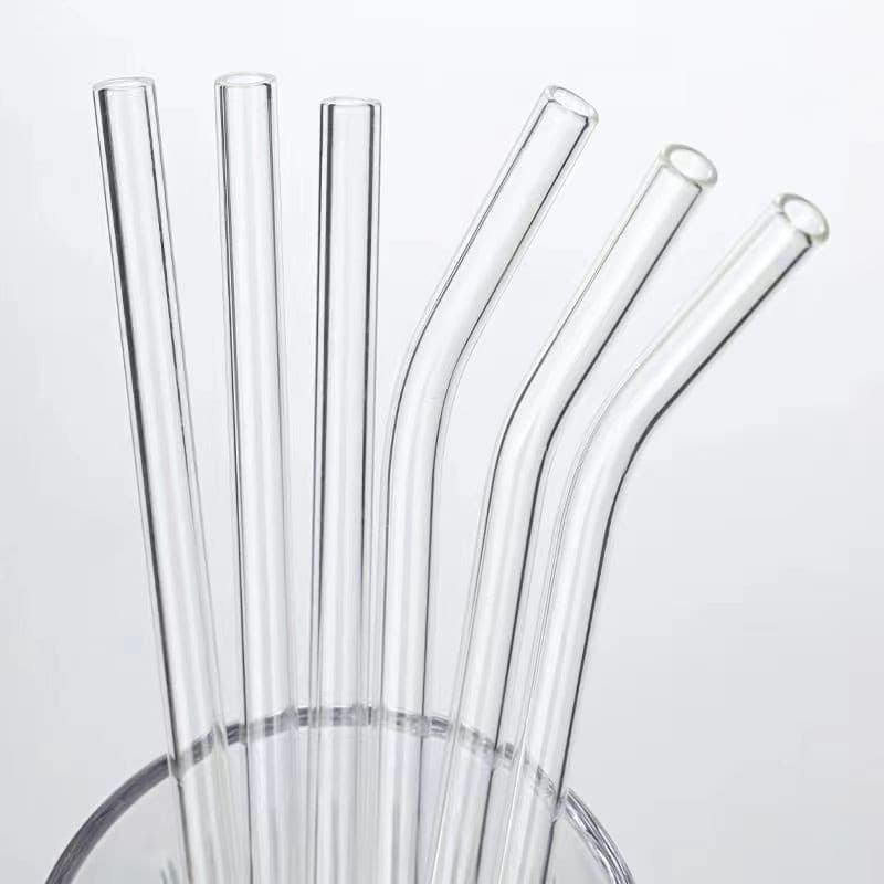 Cross-border High Borosilicate Glass Straight Straws Heat-resistant Food-Grade Colorful Bent Straws, Non-disposable