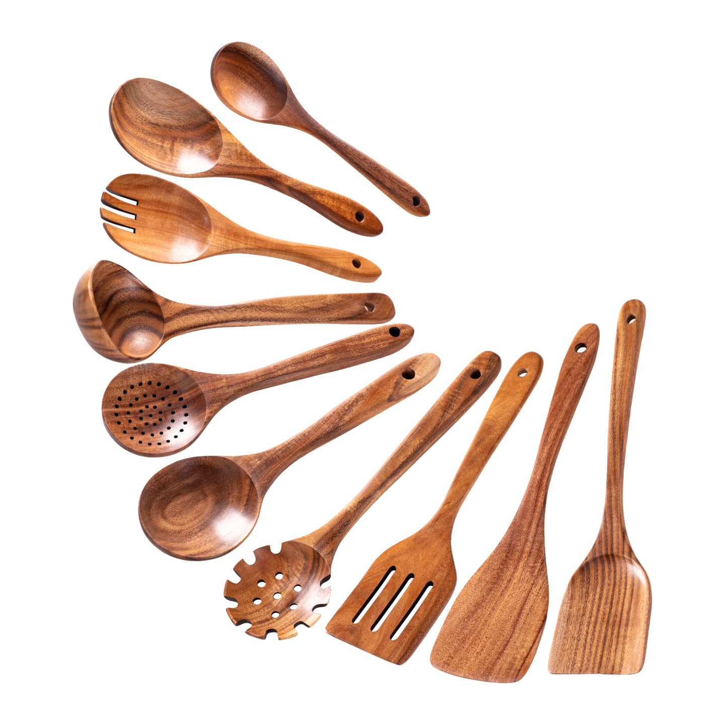 11 set natural teak kitchen wooden spoon set cooking utensils non-stick spatula wooden spatula set spatula