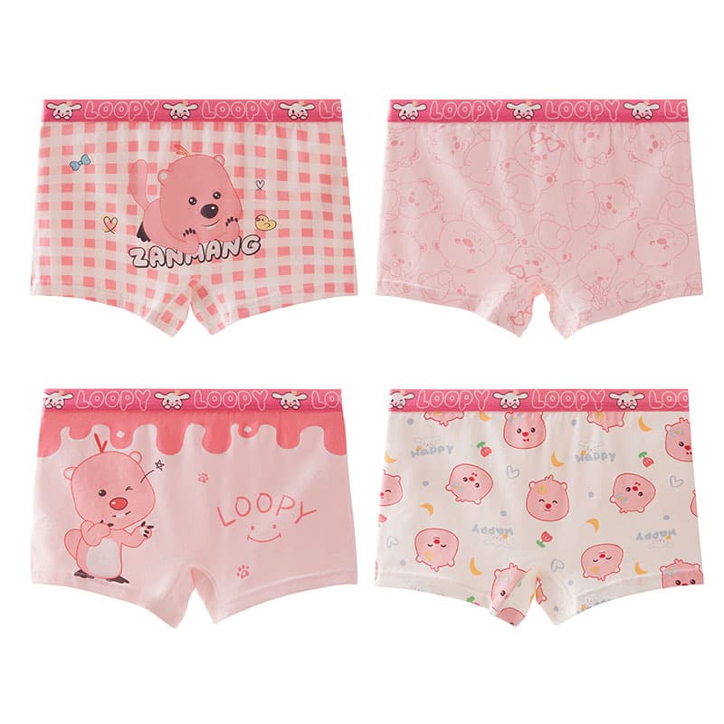 Girls' underwear antibacterial cotton children's cartoon pink cute little girl baby middle and large children's cotton boxer shorts