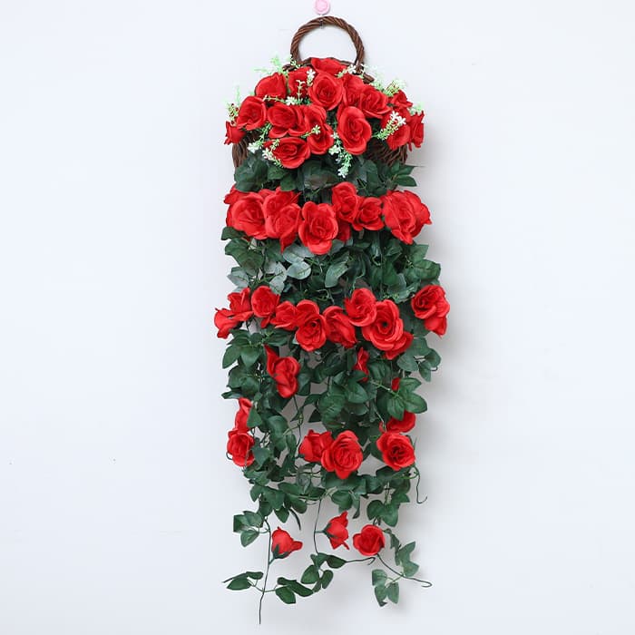 Red Artificial Flower Bouquet for Weddings, Greenery Arrangement for Hotels, Wedding Scene Decoration, Aisle Decor, Faux Flowers