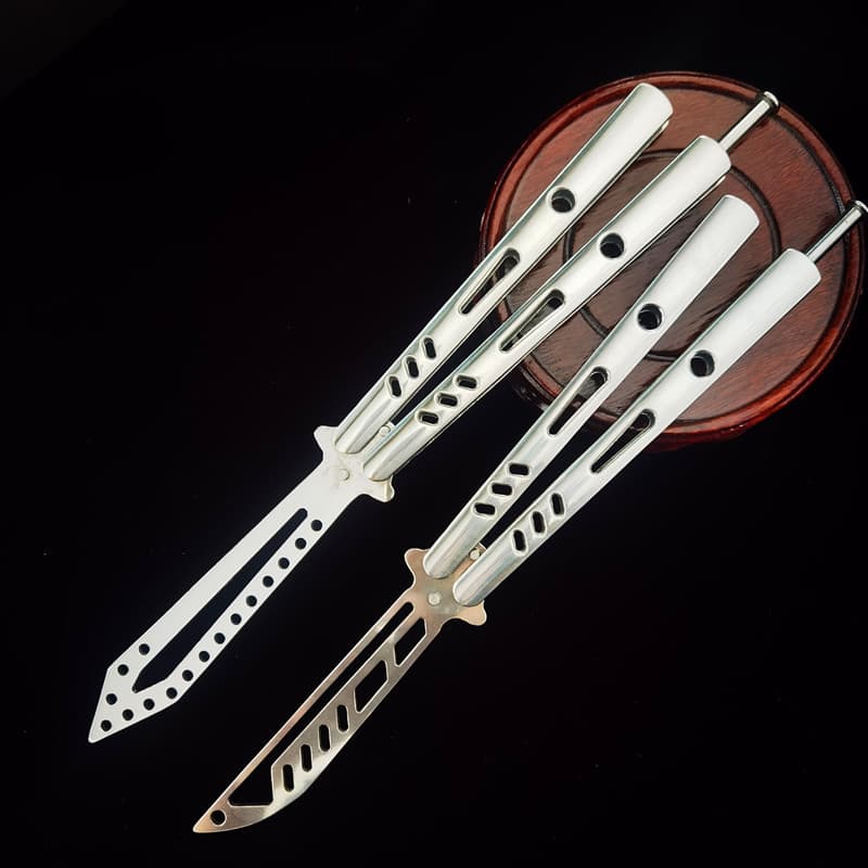 Stainless Steel Premium Butterfly Knife Folding Trainer Practice Comb Tool Unsharpened