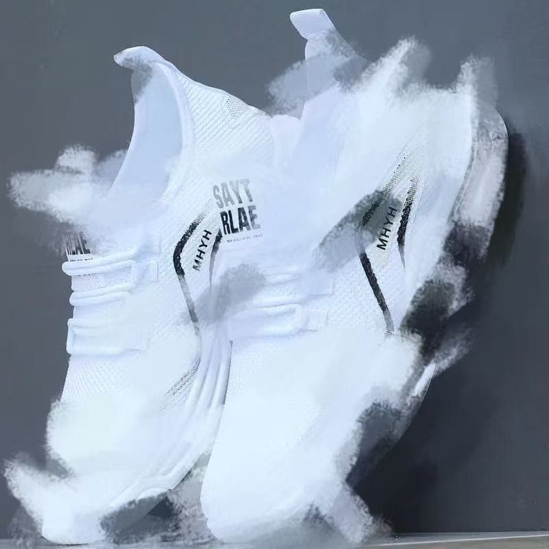 2025 Men's Shoes Summer New Sports Shoes Comfortable Breathable White Shoes Knitted Breathable Casual Shoes Foreign Trade Shoes for Men