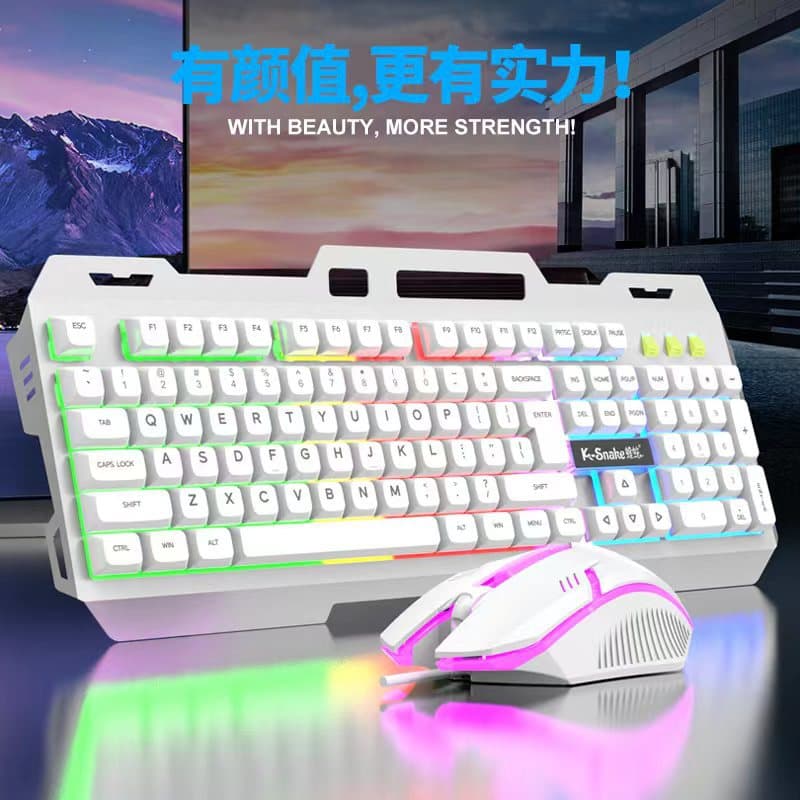 Viper KM520 mechanical keyboard and mouse set luminous metal panel usb wired keyboard and mouse desktop computer