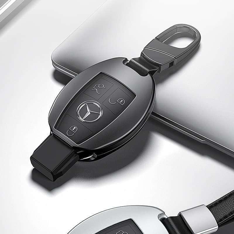 High-End Aluminum Alloy Car Key Cover Full Package for Mercedes-Benz Square Buckle Suitable for S Class C Class E Series