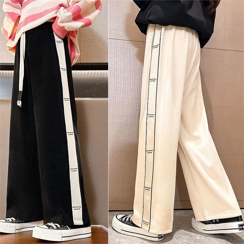Casual Pants Spring Autumn Thin Style New Korean Loose Retro Streetwear Straight Leg Pants Women Sports Wide Leg Pants Couple Style