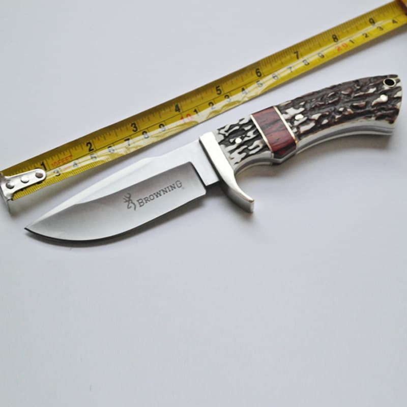 Outdoor Hunting Knife Browning Red Hawk Small Knife Stag Horn Handle Small Straight Knife Full Tang Jungle Survival Knife