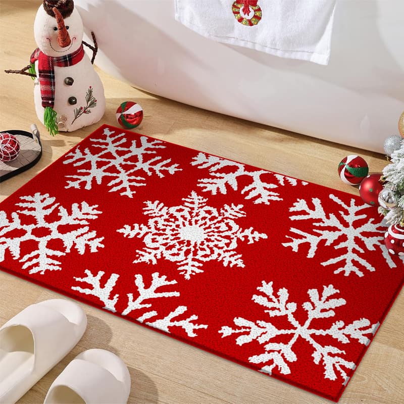 Christmas Shaped Bathroom Mat, Faux Cashmere Entryway Mat, Bedroom Bedside Rug, Living Room Mat, Study Room Mat