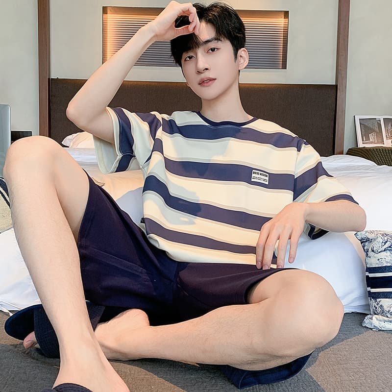 2024 Men's Cotton Loungewear Set Casual Sport Wearable Round Neck Pullover Sleepwear Thin Style for Men