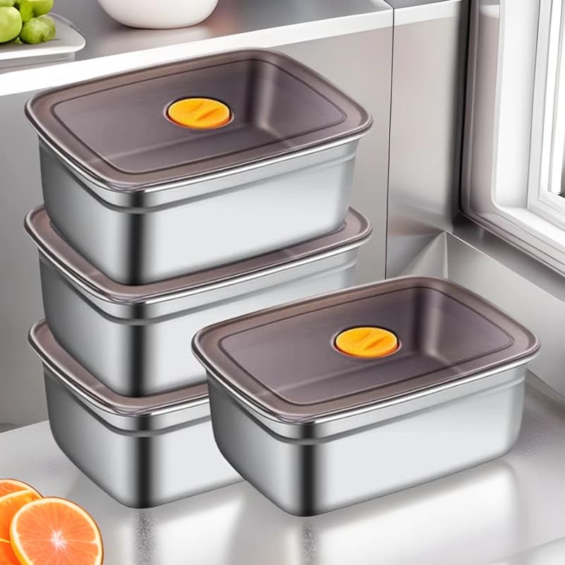 [Cross-border] Stainless steel airtight container, refrigerator sealable box, food portioning container, thick and durable outdoor picnic lunch box.