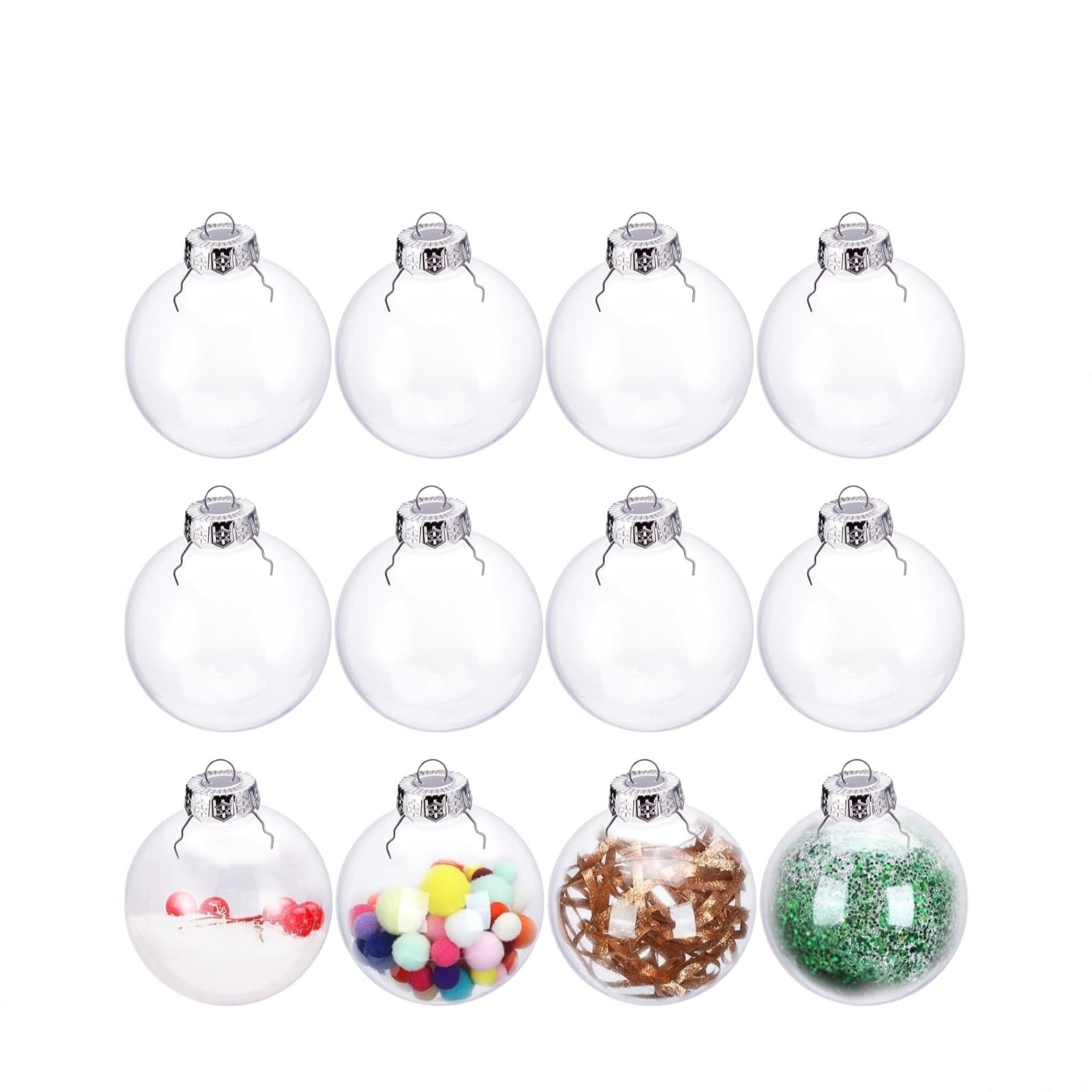 Transparent round flattened plastic ball Christmas decoration ball Christmas tree ornament hanging ball Wedding decoration plastic ball